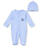 Mothercare Erkek Bebek Tulum-Şapka Çıtçıtlı Bisiklet Yaka Long Sleeve Patikli - Açık Mavi