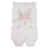 Mothercare Kız Bebek 5li Body Hayvan Baskılı Zarf Yaka Çıtçıtlı Atlet - Karışık