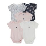 Mothercare Kız Bebek 5li Body Kelebek Baskılı Çıtçıtlı Zarf Yaka Long Sleeve - Karışık