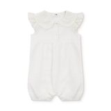 Mothercare Kız Bebek Kısa Tulum Çiçek Baskılı Çıtçıtlı Bebe Yaka Atlet Lastikli - Ekru