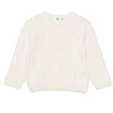 Mothercare Kız Bebek Triko Hırka Düğmeli Bisiklet Yaka Uzun Kol - Ekru