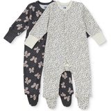 Mothercare Kız Bebek Tulum Çiçek Baskılı Çıtçıtlı Bisiklet Yaka Long Sleeve Patikli - Antrasit - 0 - 1 Ay