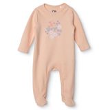 Mothercare Kız Bebek Tulum Çiçek Baskılı Fermuarlı Bisiklet Yaka Uzun Kol Patikli - Somon