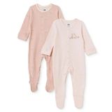 Mothercare Kız Bebek Tulum Çizgili Çıtçıtlı Bisiklet Yaka Long Sleeve Patikli - Pembe Baskılı