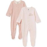 Mothercare Kız Bebek Tulum Çizgili Çıtçıtlı Bisiklet Yaka Long Sleeve Patikli - Pembe Melanj - 6 - 9 Ay
