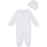 Mothercare Kız Bebek Tulum-Şapka Çıtçıtlı Bisiklet Yaka Long Sleeve Patikli - 1 - 3 Ay - Ekru Çizgili