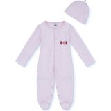 Mothercare Kız Bebek Tulum-Şapka Çıtçıtlı Bisiklet Yaka Long Sleeve Patikli - 6 - 9 Ay - Açık Pembe
