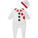 Mothercare Yılbaşı Bebek Kostümü Pamuk Dolgulu Kadife Kardan Adam Tulum ve Şapka Seti 9-12 Ay - 9 - 12 Ay - Beyaz