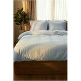 Motif Mağaza %100 Pamuk Saten Çift Kişilik **Ekli** Nevresim Seti -Çarşafsız- (Nevresim Ve 2 Adet Yastık Kılıfı) Mavi 200 X 220