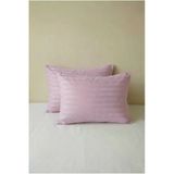Motif Mağaza 2 Adet %100 Pamuk Saten Yastık Kılıfı Çizgili Baskılı 50X70 Toz Pembe 50 X 70