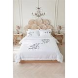 Motif Mağaza Ginkgo Çift Kişilik Nevresim Takımı %100 Pamuk Saten (Lastikli Çarşaf - Nevresim - 2 Yastık Kılıfı) Beyaz 200 X 220