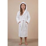 Motif Mağaza *İhraç Fazlası* %100 Pamuk Kapüşonlu Cepli Unisex Çocuk Bornozu -Hafif Kusurludur- Beyaz 10-12 Yaş