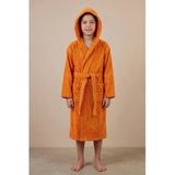 Motif Mağaza *İhraç Fazlası* %100 Pamuk Kapüşonlu Cepli Unisex Çocuk Bornozu -Hafif Kusurludur- Turuncu 10-12 Yaş