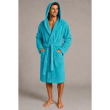 Motif Tekstil Erkek Kapüşonlu Cepli %100 Pamuk Bornoz – Turkuaz MTF-50744