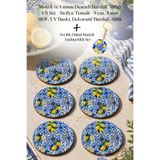 Motifli ve Limon Desenli Bardak Altlığı 6'lı Set – Sicilya Temalı - 9 cm, 3 mm MDF, UV Baskı, Dekoratif, Yuvarlak, Ahşap