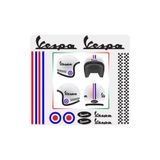 Motiker Piaggio Vespa Kask Kırmızı - Mavi Sticker Etiket Modeli