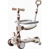 Motim Motım 4'ü 1 Arada Katlanabilir Ayarlanabilir 3 Tekerlekli Çocuk Scooter - Kahverengi