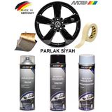 Motip Parlak Siyah Jant Boyama Rötuş Seti Akrilik Sprey Boya + Vernik + Astar 500 Ml