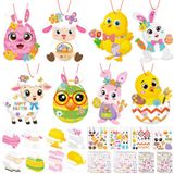 Motipuns 48 takım paskalya Sticker el sanatları DIY kağıt asılı süsler kendi yumurta yapmak tavşan kuzu tavuk zanaat paskalya sepeti Stuffers malzemeleri