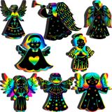 Motipuns 80 adet noel melek kazı kazan kartları erkek kız gökkuşağı noel süsleri noel el sanatları kış noel tatil parti malzemeleri ev sınıf DIY aktiviteleri