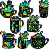 Motipuns 80 adet noel sıcak kakao kazı kazan kartları erkek kız gökkuşağı noel süsleri noel el sanatları kış noel tatil parti malzemeleri ev sınıf DIY aktiviteleri