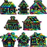 Motipuns 80 adet noel zencefilli ev kazı kazan kartları erkek kız gökkuşağı noel süsleri noel el sanatları kış noel tatil parti malzemeleri ev sınıf DIY aktiviteleri