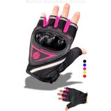 Motiva Works Pembe Kısa Yarım Parmak Kadın Motosiklet Eldiveni MW120P