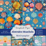 Motivpapier abstrakte Muscheln - Scrapbook-Papier-Kollektion: Bastelpapier mit abstrakten Muschelmustern - Format: Quadratisch, 21,59 x 21,59 cm ... Designs, jeweils 2x, insgesamt 40 Seiten