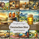 Motivpapier Deutsches Bier - Scrapbook-Papier-Kollektion: Prost auf kreative Projekte - Bastelpapier Format: Quadratisch, 21,59 x 21,59 cm - Inhalt: ... Designs, jeweils 2x, insgesamt 40 Seiten
