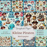Motivpapier Kleine Piraten - Scrapbook Papier Kollektion: Bastelpapier für für kleine Abenteurer. Format: Quadratisch, 21,59 x 21,59 cm, Inhalt: 10 ... Designs, jeweils 2x, insgesamt 40 Seiten