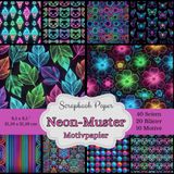 Motivpapier Neonfarbene Muster Scrapbook Papier Kollektion: Ein leuchtendes Erlebnis für deine Kreativität. Bastelpapier im Format: Quadratisch, 21,59 ... Designs, jeweils 2x, insgesamt 40 Seiten