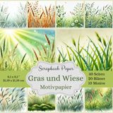 Motivpapier: saftigen Wiesen und grünen Gräser - Scrapbook-Papier-Kollektion: Bastelpapier Natur-Hintergründe in schönen grüntönen - Format: ... Designs, jeweils 2x, insgesamt 40 Seiten