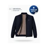 MOT&MONT Erkek Pamuk Polyester Karışım BONDED Kumaş (HAKİM YAKA) Su ve RÜzgar Geçirmez Hafif Günlük & Mevsimlik & Yazlık BABA Montu LACİVERT !!! 1 BEDEN KÜÇÜK ALINIZ !!!