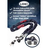 Moto Boss 12 mm Kalınlık 1.50 Metre Motorsiklet Scooter Zincir Kilit Armor Disk Kilidi U Bar