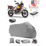 Moto GUZZIV85 Tt Branda Gri Arka Çanta Uyumlu(Topcase) Motosiket Brandası Motor Örtüsü Çadır Su Geçirmez Motosiklet Kılıfı Motor Brandası,lastikli,taşıma Torbalı