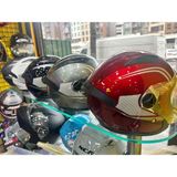 Moto Prime Çenesiz Kask Güneş Gözlüklü Vizörlü Karışık Renk Yarım Kask - 1 - Siyah - Açık Gri - Kırmızı