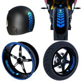 Moto Rider 4'lü Sticker Seti Azur Mavi İç Dış Jant Şeridi Kask ve Çamurluk Çınar Extreme
