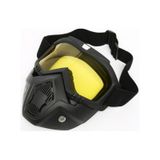 Motoanl Cross Motosiklet Bisiklet Gözlüğü Açık Kask Maskesi Süngerli Bant Lastikli Jet Maske Sarı Camlı Siyah