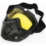Motoanl Cross Motosiklet Bisiklet Gözlüğü Açık Kask Maskesi Süngerli Bant Lastikli Jet Maske Sarı Camlı