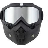 Motoanl Cross Uyumlu Motosiklet Bisiklet Açık Kask Maskesi Süngerli Bant Lastikli Jet Maske Ayna Camlı