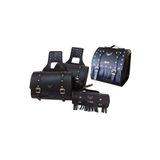 Motoanl Motosiklet 4'lü Set Takım Deri Yan Heybe Sosis ve Arka Çanta Chopper Siyah Model Motor Heybe Çantası