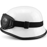 Motoanl Motosiklet Chopper Kaskı Yarım Retro Cruiser Gözlüklü Kask Beyaz