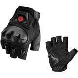Motoanl Motosiklet Eldiven Korumalı Yazlık Full Koruma Yarım Parmak Kaydırmaz Kumaş Siyah Motor Eldiven - XL