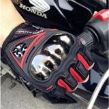 Motoanl Motosiklet Eldiveni Nikel Full Koruma Yarım Parmak Avuç İçi Kaydırmaz Kumaş Kırmızı Motor Eldiven