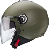 Motoanl Motosiklet Kaskı Riviera V4 Matt Green Güneş Vizörlü Yarım Açık Kask