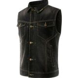 Motoanl Motosiklet Kot Yelek Dayanıklı Jeans Kot Kumaş 3D Sırt Koruma Chopper Motor Yelek