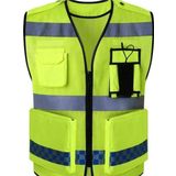 Motoanl Motosiklet Reflektörlü Yelek Polyester Kumaş Çok Fonksiyonlu Cepler Motor Yelek Neon