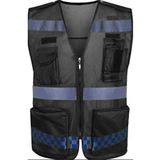 Motoanl Motosiklet Reflektörlü Yelek Polyester Kumaş Çok Fonksiyonlu Cepler Motor Yelek Siyah