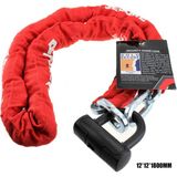 Motoanl Motosiklet Zincir Halat Çelik Asma Kilit 1 Metre 80CM (180CM)X 12MM Kırmızı Kumaş Kaplı Motor Kilidi