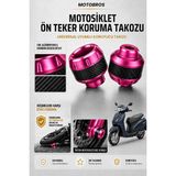 Motobros Motosiklet Aks Koruma Takozu Honda Activa Uyumlu Motosiklet Ön Teker Takozu - Pembe Renk - 2 Adet